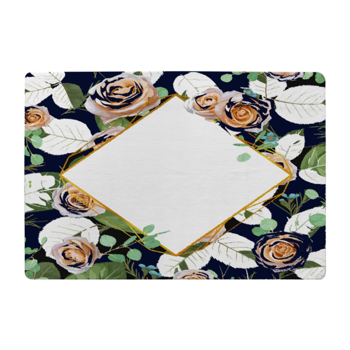 Decorative Flowers On Navy Rug - Blue / 110cm – image 1