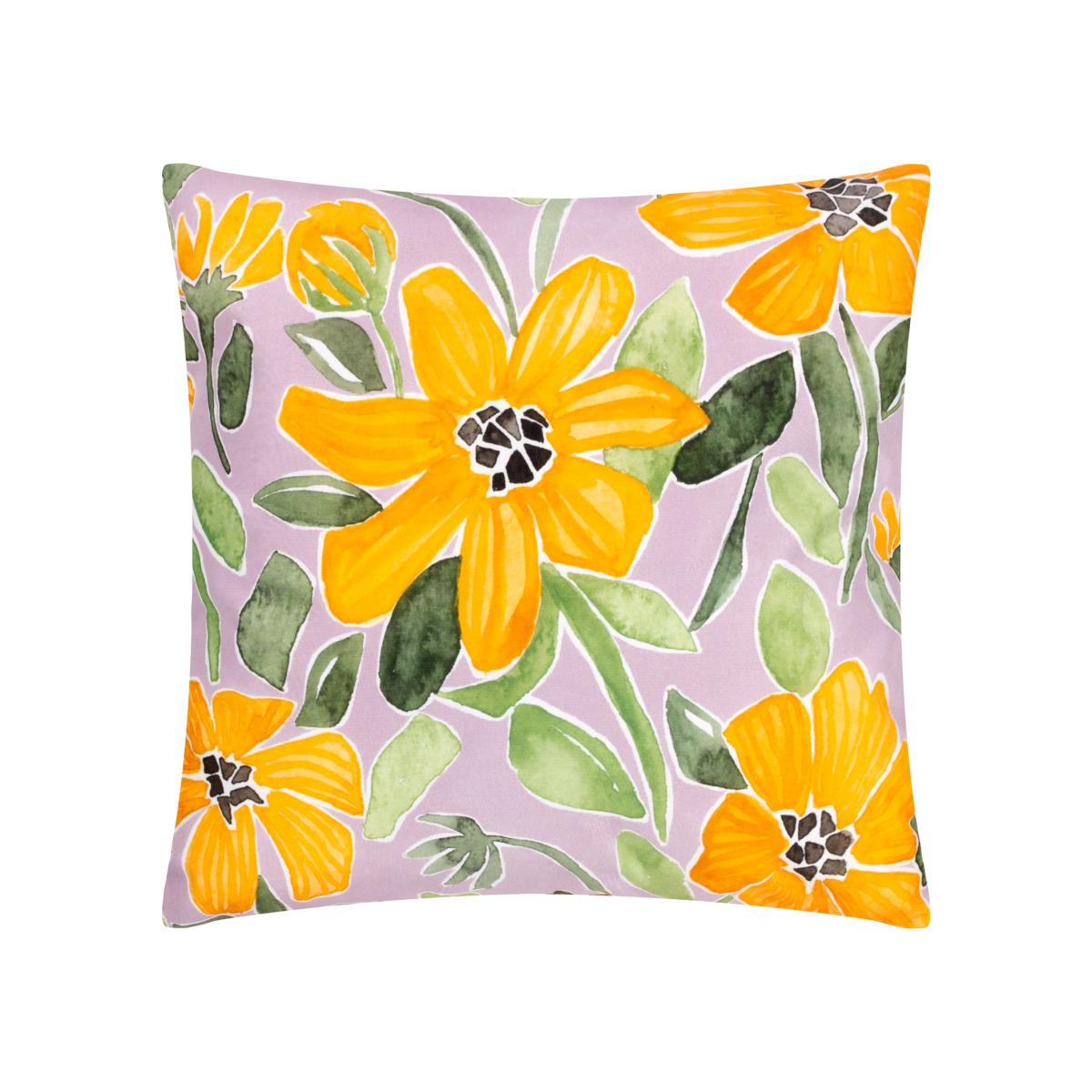Flowers Trending Outdoor Outdoor Filled Cushion - Lilac/Orange