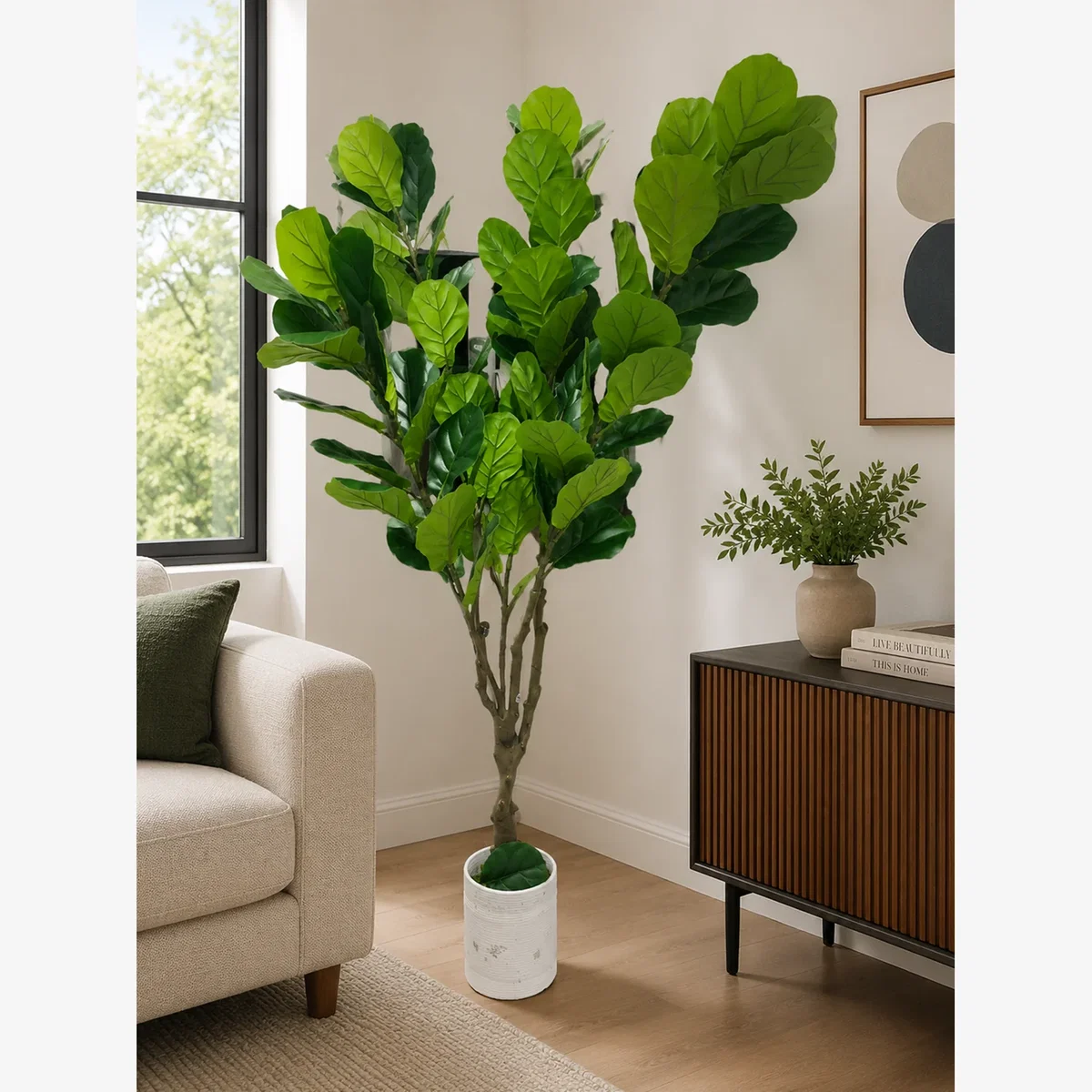Artificial Fiddle Leaf Fig Plant Tree - Green – image 1
