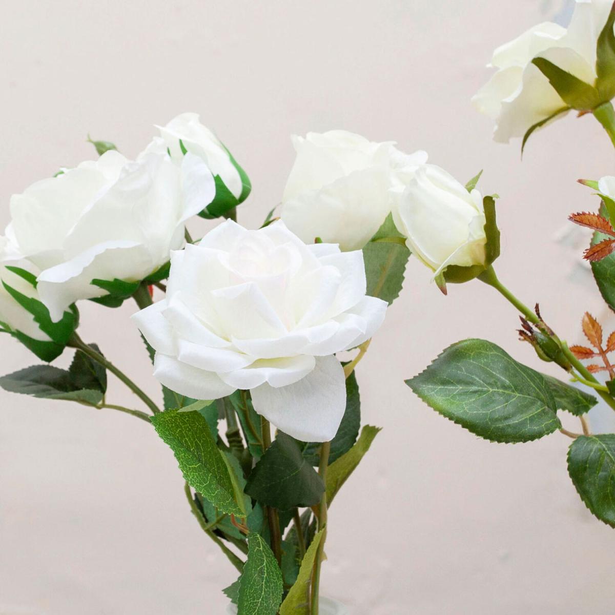 Set of 3 Roses in Tall Decanter Vases - White and Green – image 2