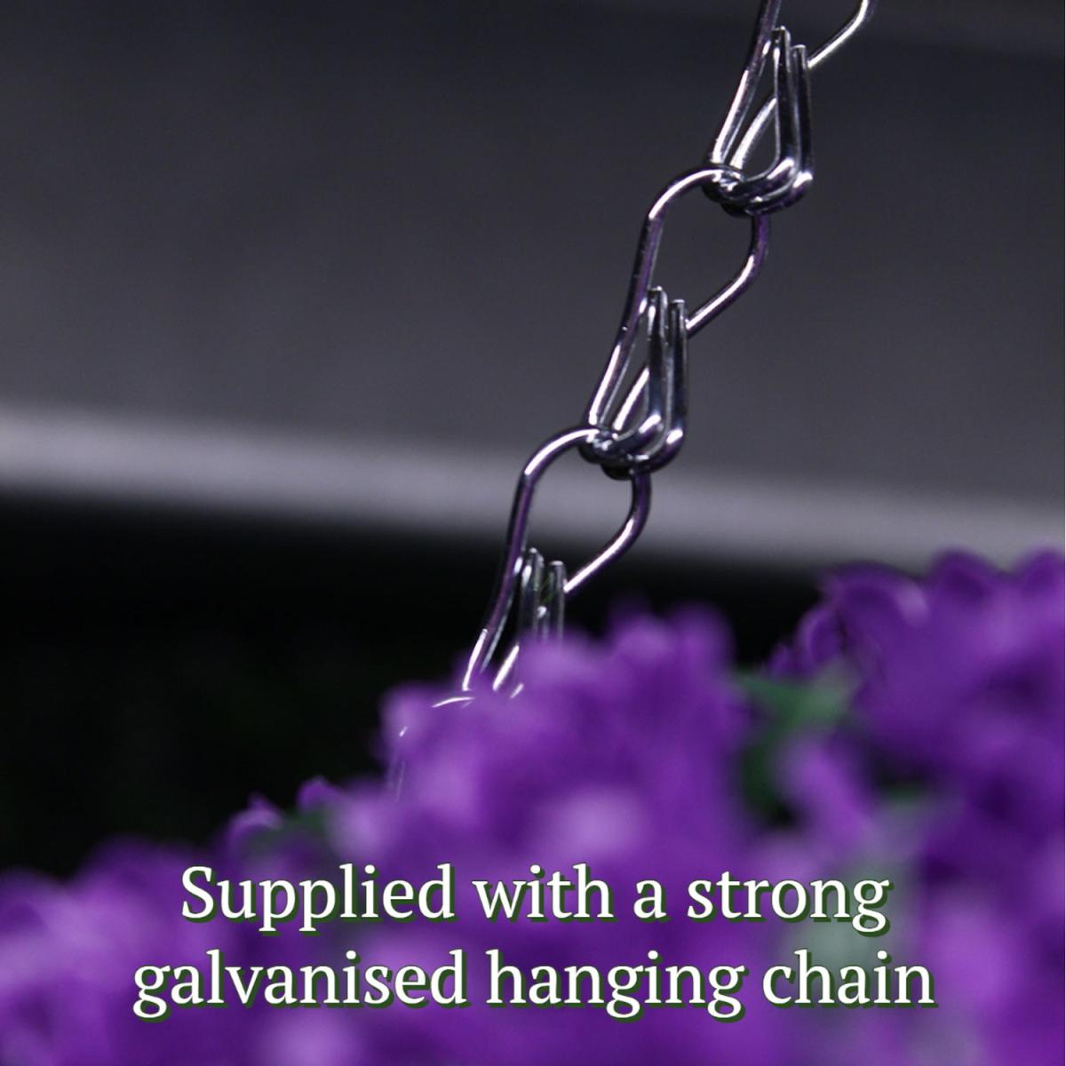 Best Artificial 23cm Purple Rose Hanging Basket Flower Topiary Ball - Purple – image 4