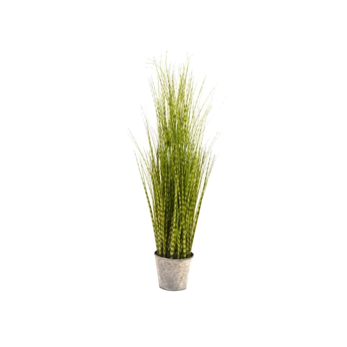 Large Artificial Potted Plant Faux Zebra Grass - Green,Silver