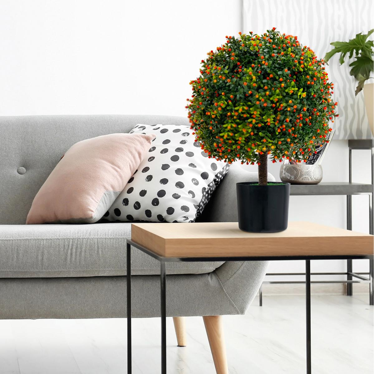 Costway 55cm Artificial Boxwood Topiary Ball Tree - Green – image 2