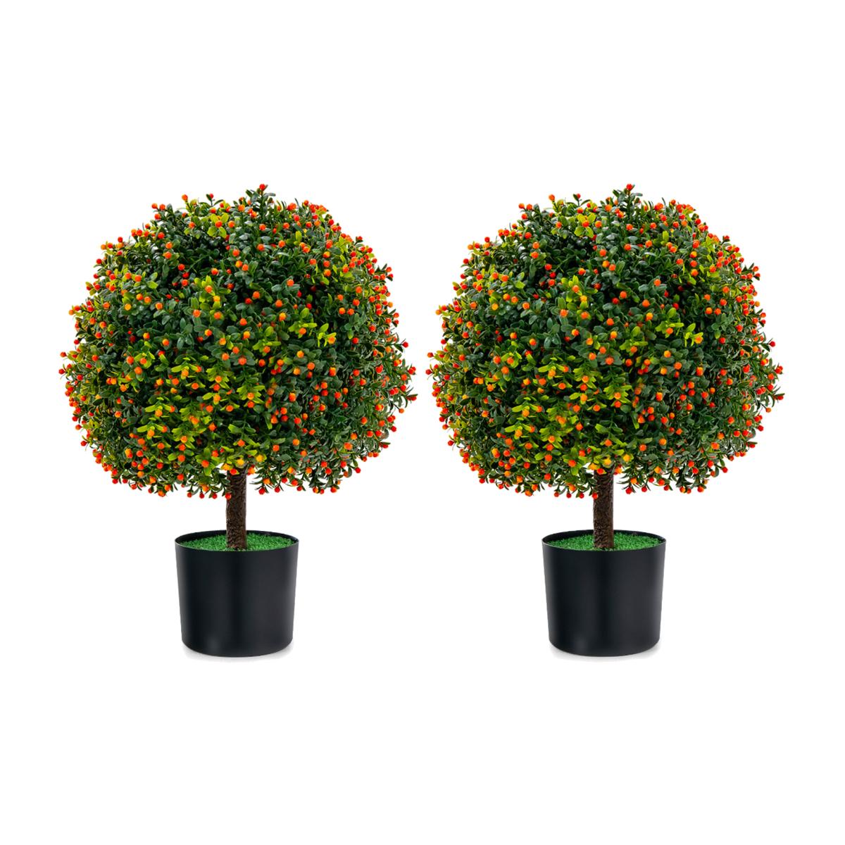 Costway 55cm Artificial Boxwood Topiary Ball Tree - Green – image 1