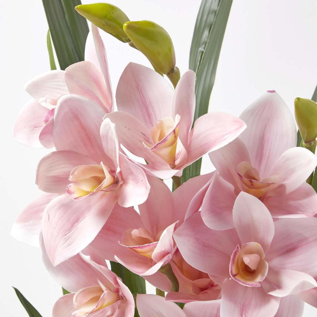 Homescapes Large 58cm Cymbidium Pink Artificial Orchid in Grey Cement Pot - Pink – image 3