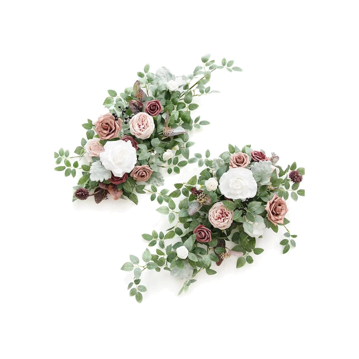 Set of 2 Artificial Flower Arrangement - Burgundy