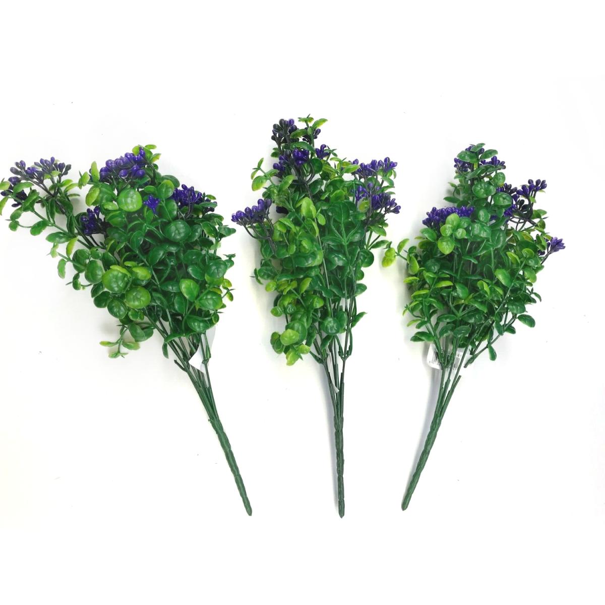Pack of 3 Faux Purple Berry Bush Plants with Green Foliage - Purple – image 2