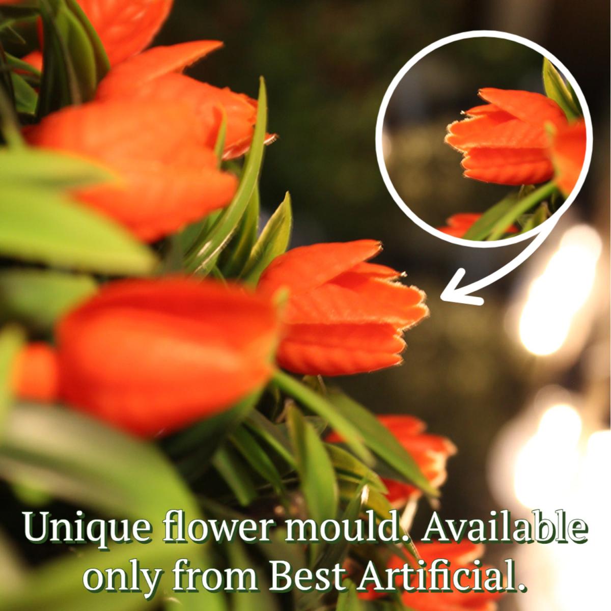 Best Artificial 28cm Orange Tulip Hanging Basket Flower Topiary Ball - Orange – image 3