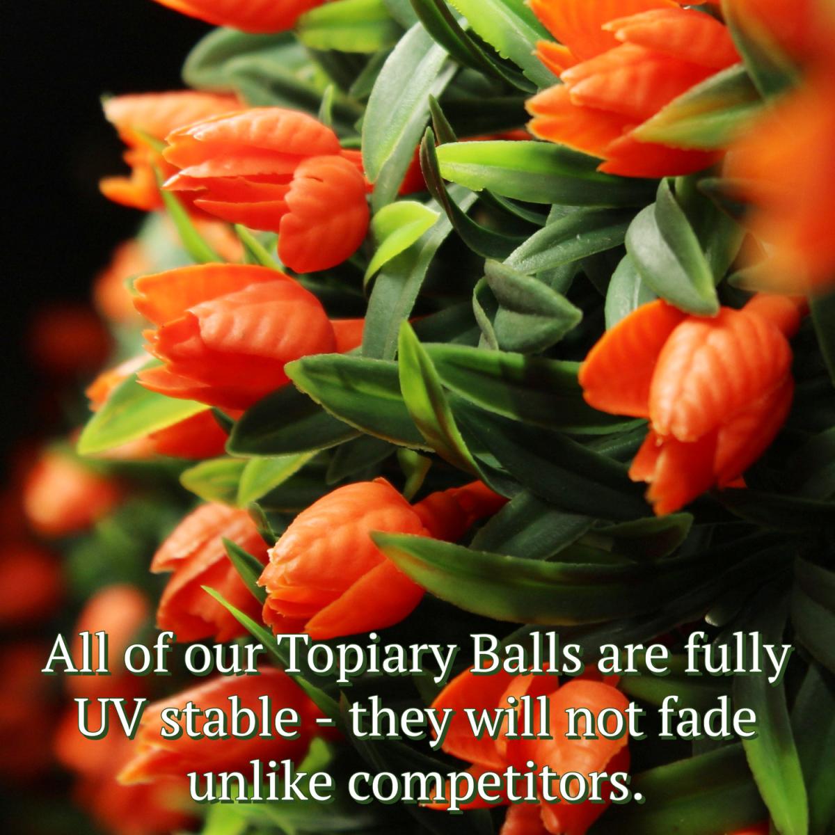 Best Artificial 28cm Orange Tulip Hanging Basket Flower Topiary Ball - Orange – image 4