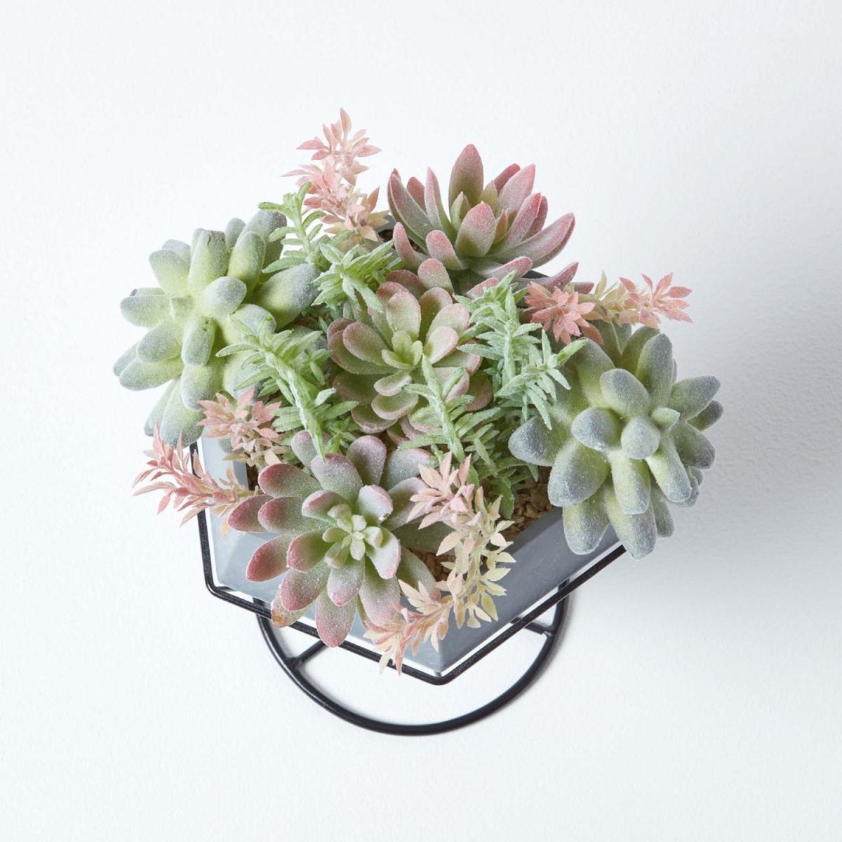 Homescapes Artificial Cactus and Succulent Arrangement in Geometric Pot - Green – image 3