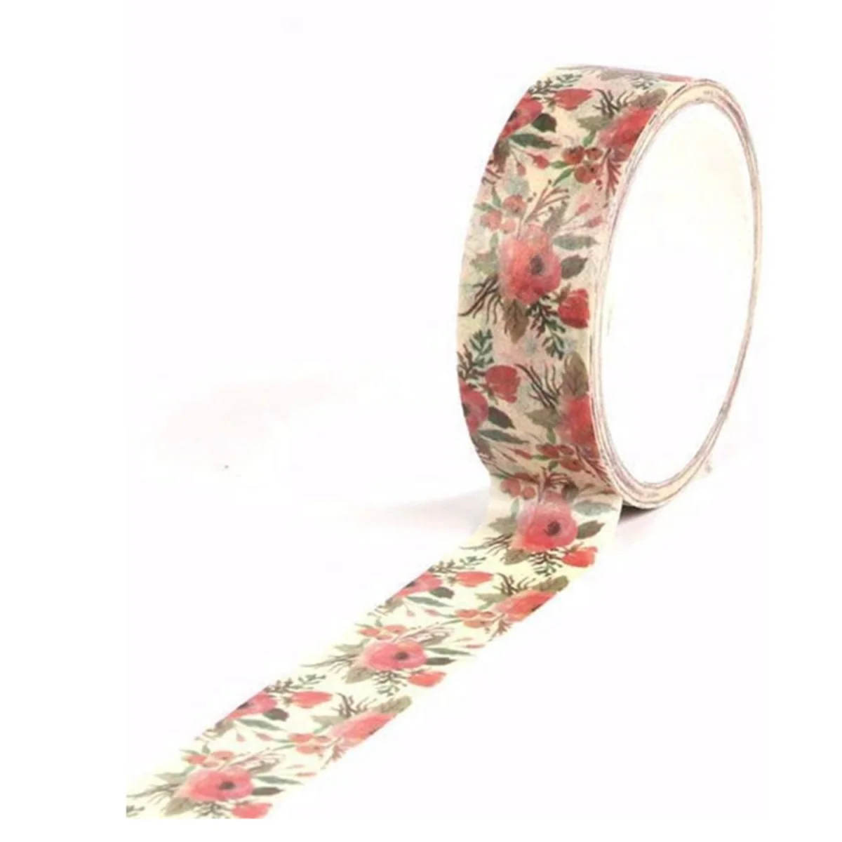 1 Roll Red and Green Flower Washi Tape - Multi – image 2