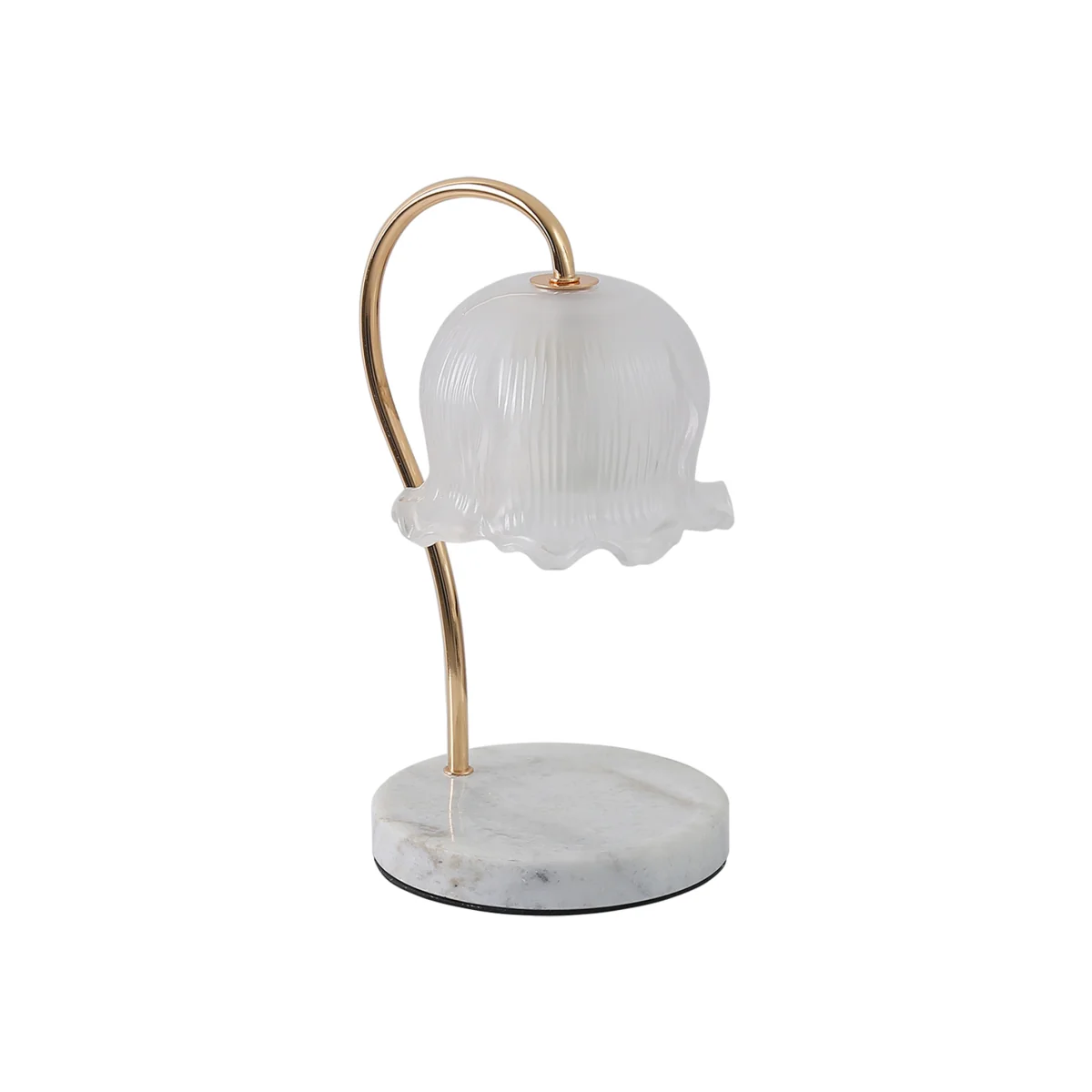Flower Shaped Glass Candle Warmer Bedside Lamp - White – image 1