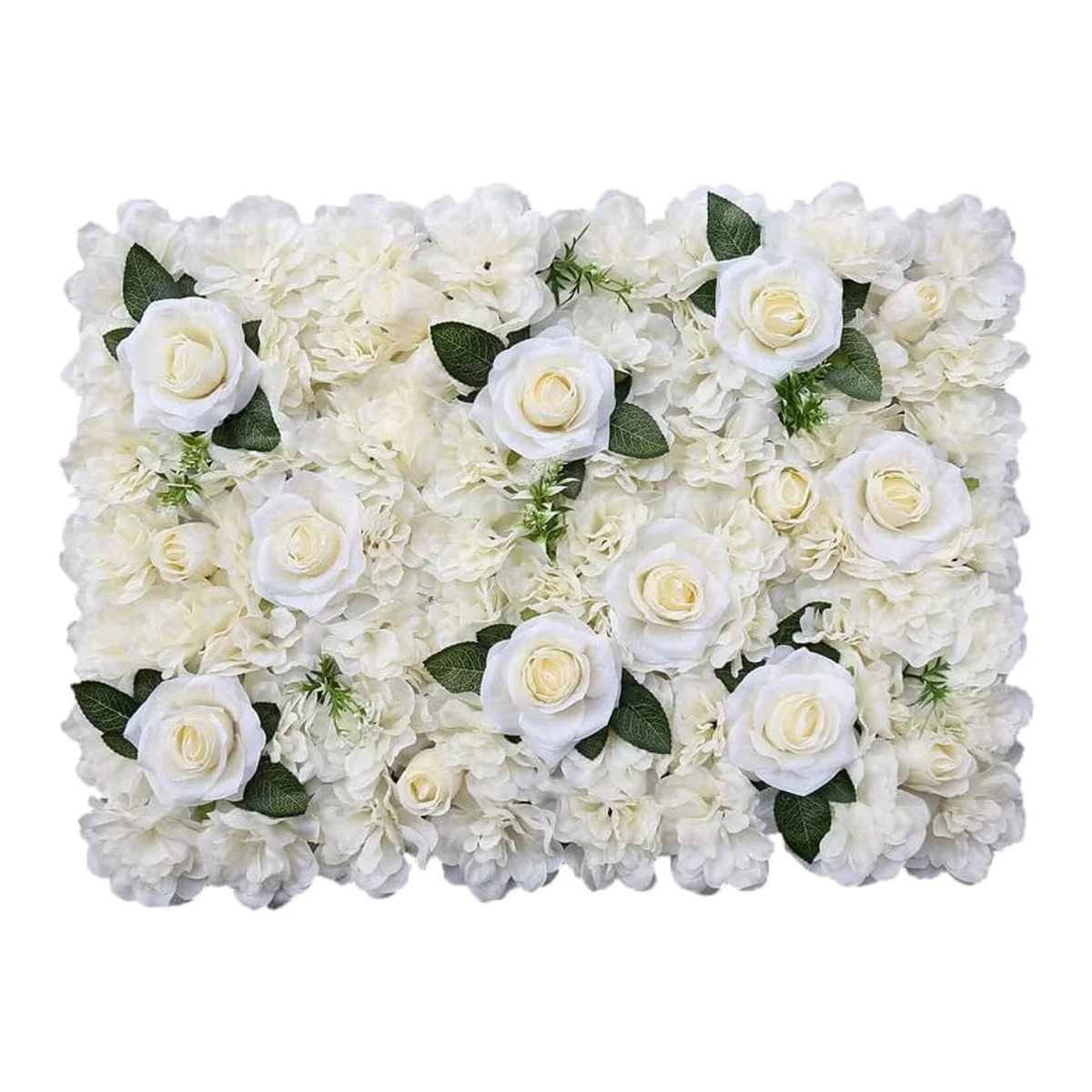 Artificial Flowers Wall Panels - Tibet Roses with Green Leaves