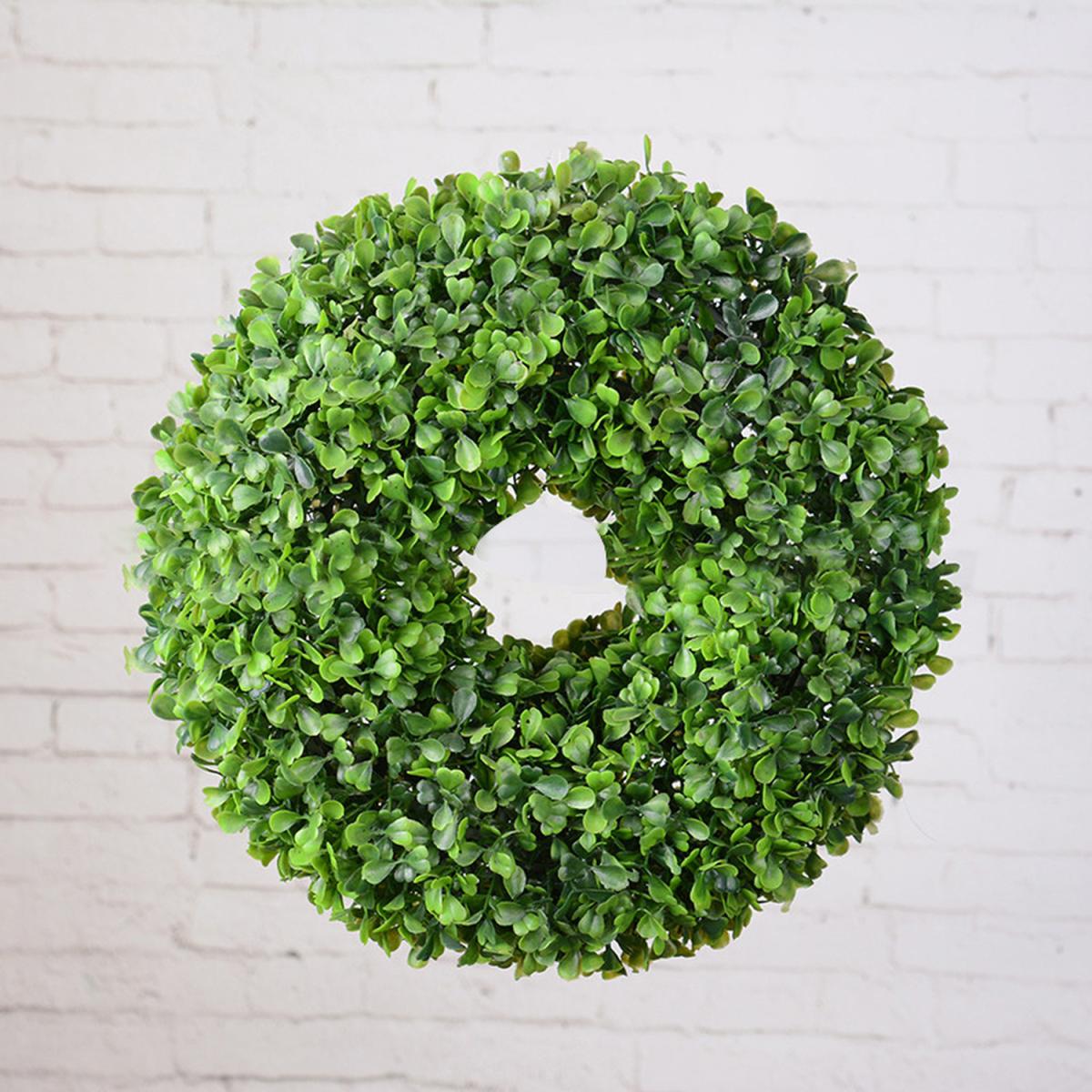 Artificial Boxwood Green Leaves Round Wreath - Green – image 3