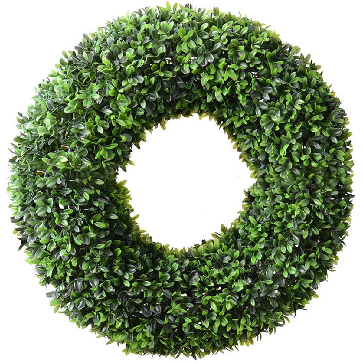 Artificial Boxwood Green Leaves Round Wreath - Green – image 4