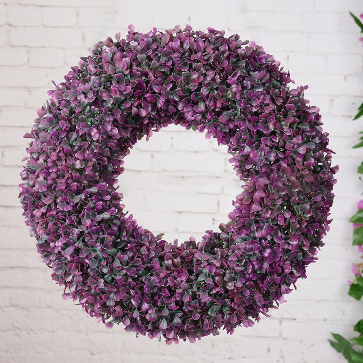 Artificial Boxwood Green Leaves Round Wreath - Green – image 7