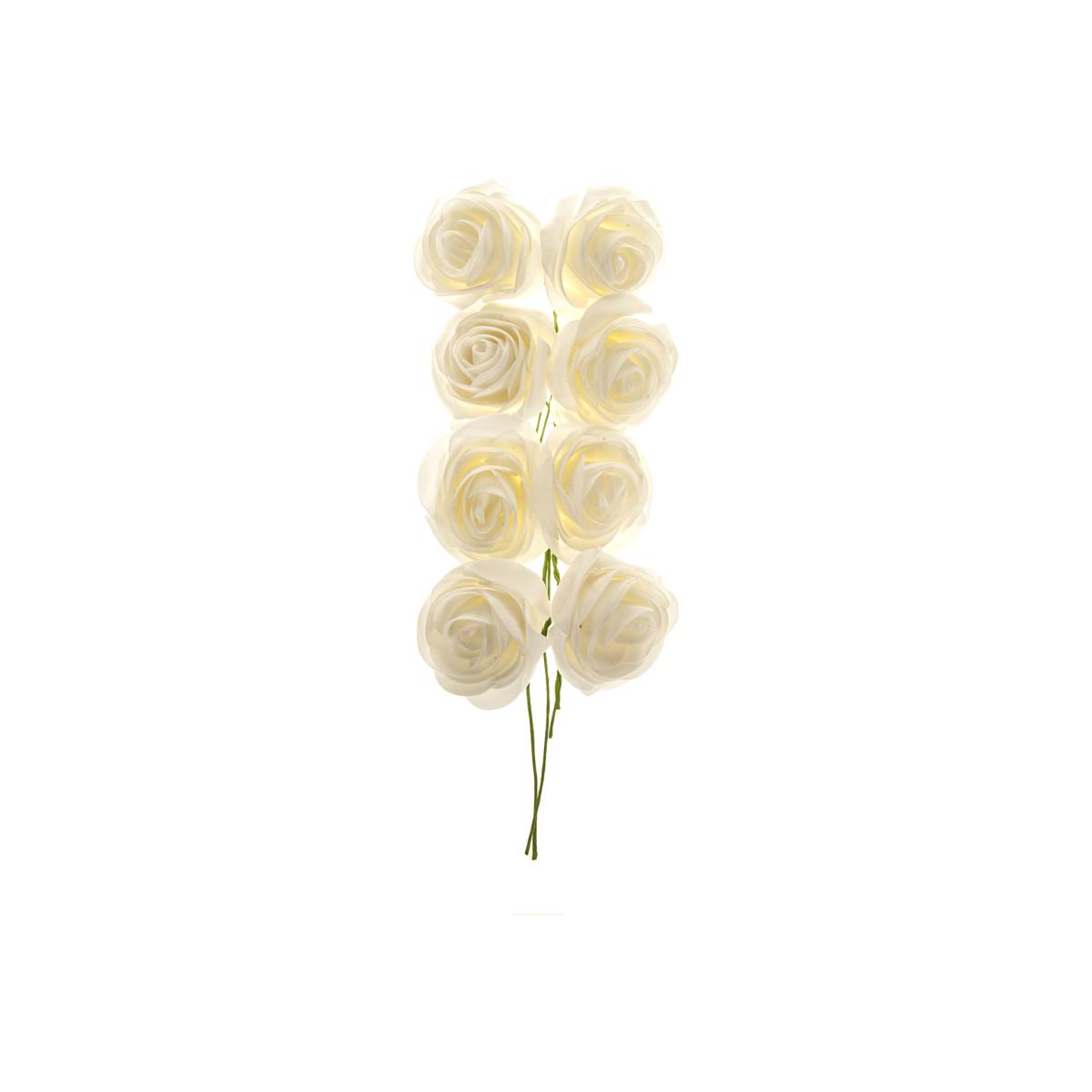 Pack of 8 Ivory Rose Heads - Ivory