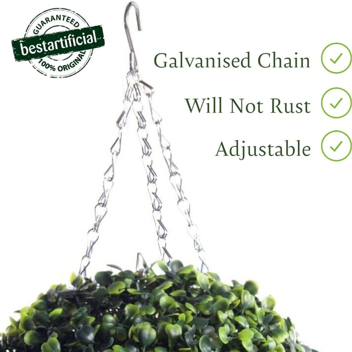 Best Artificial 50cm Green Boxwood Buxus Grass Hanging Basket Topiary Ball - Green – image 4
