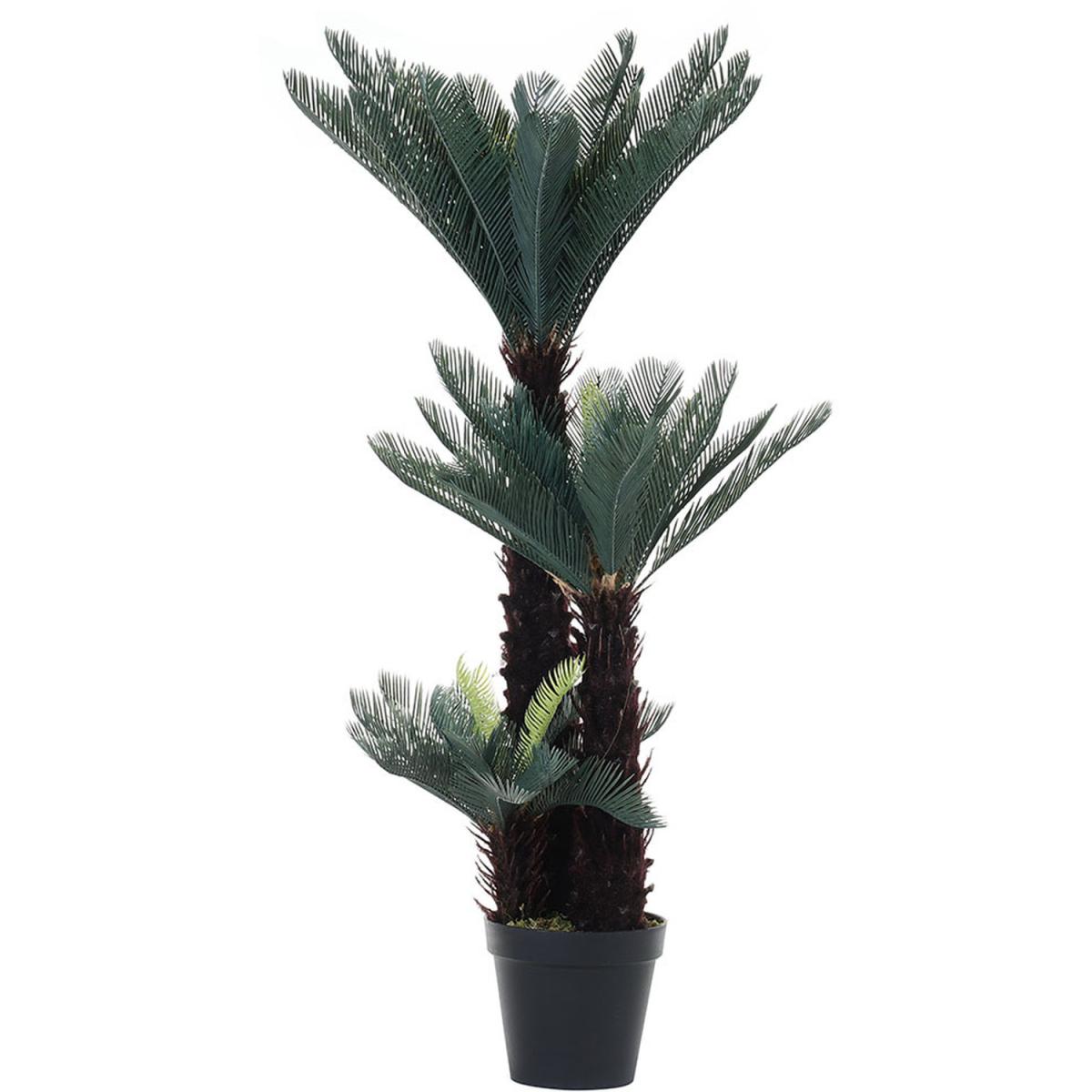 Artificial Triple Cycas Decorative Plant in Planter - Green – image 2