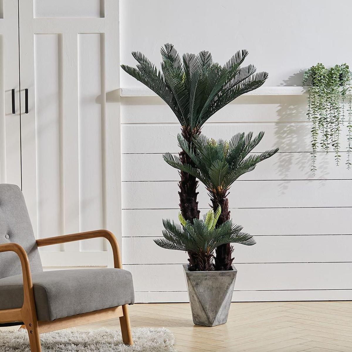 Artificial Triple Cycas Decorative Plant in Planter - Green – image 5
