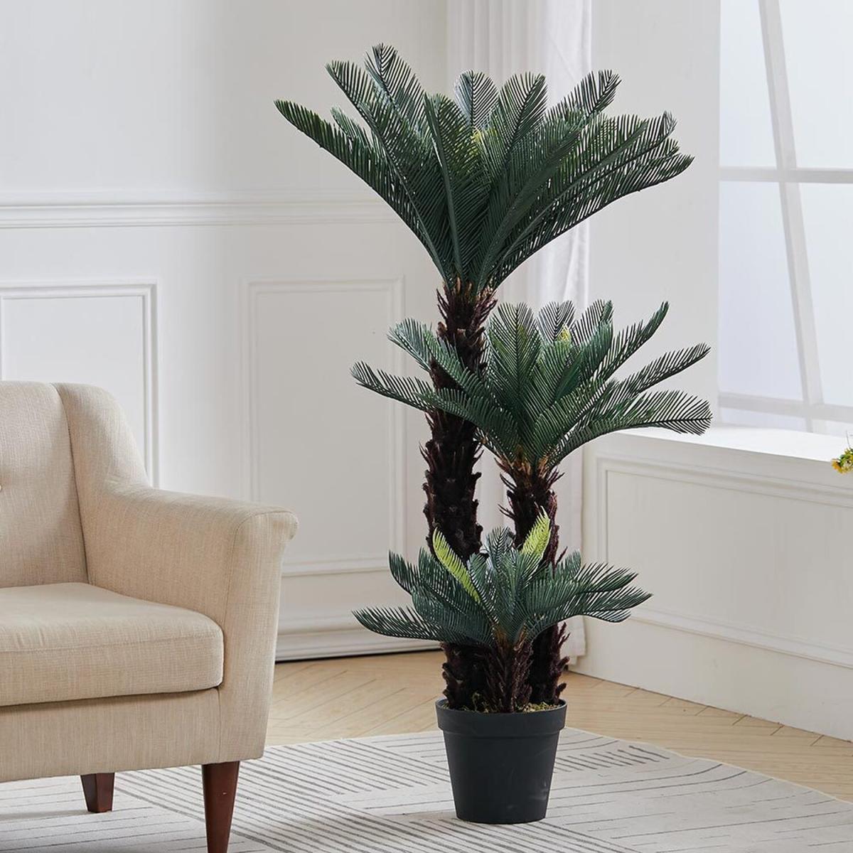 Artificial Triple Cycas Decorative Plant in Planter - Green – image 6
