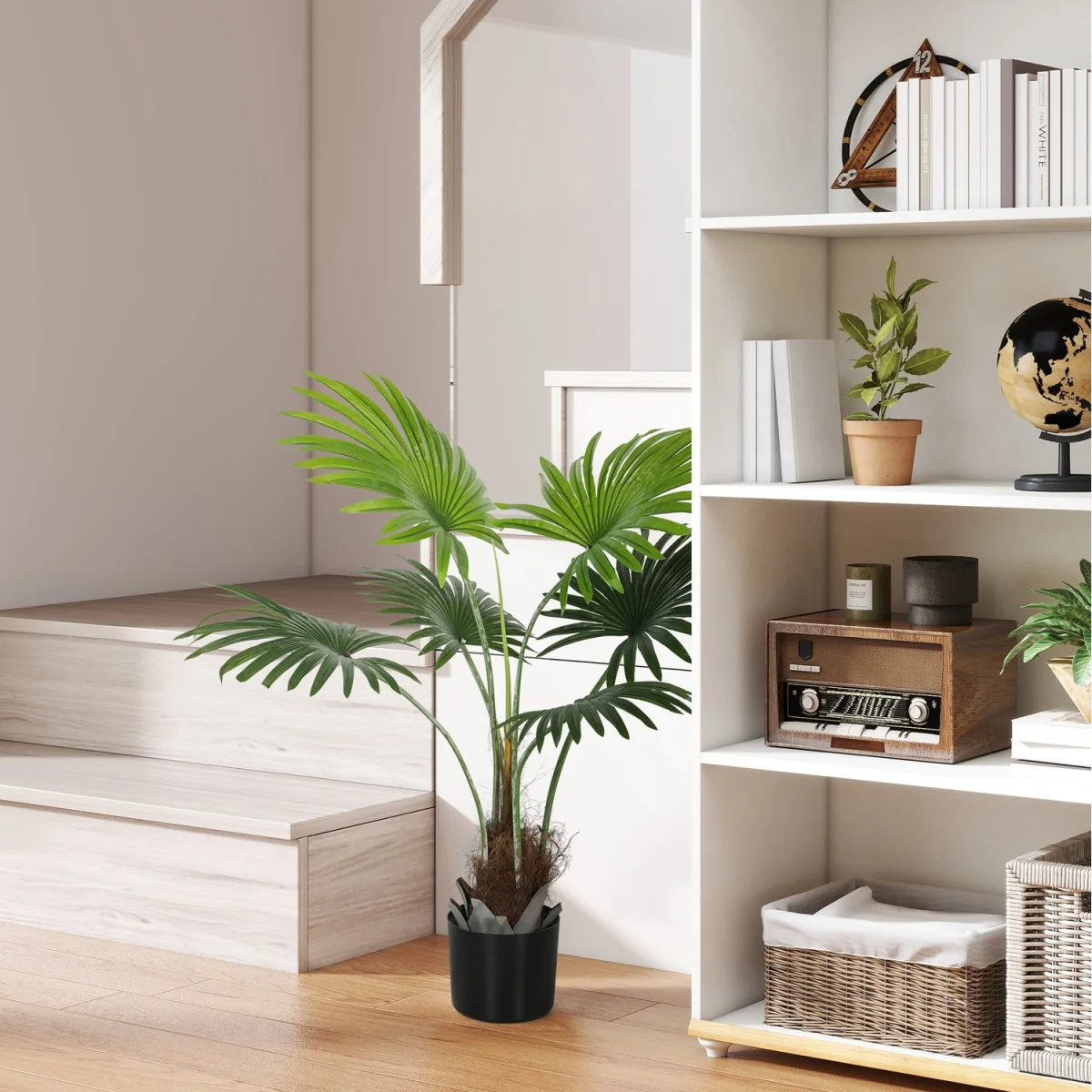 HOMCOM Artificial Plant with PEVA Leaves and Coconut Coir - Green / 94cm – image 2