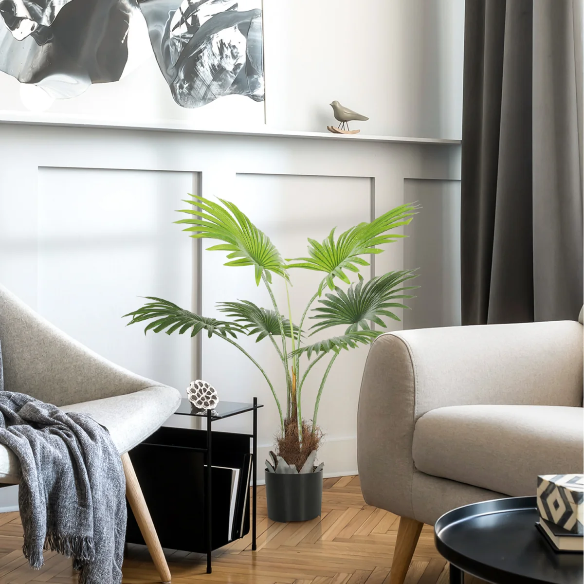 HOMCOM Artificial Plant with PEVA Leaves and Coconut Coir - Green / 94cm – image 3