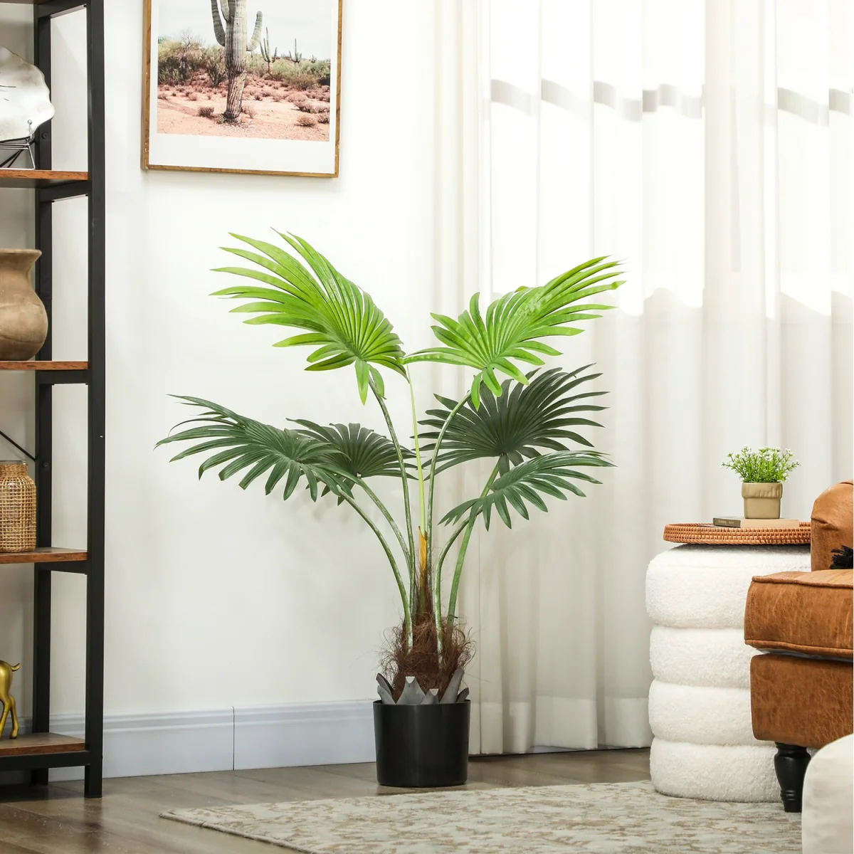 HOMCOM Artificial Plant with PEVA Leaves and Coconut Coir - Green / 94cm – image 4