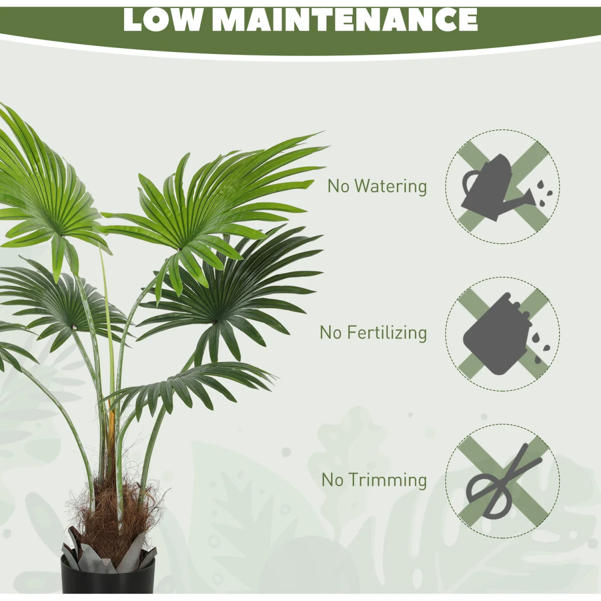 HOMCOM Artificial Plant with PEVA Leaves and Coconut Coir - Green / 94cm – image 5