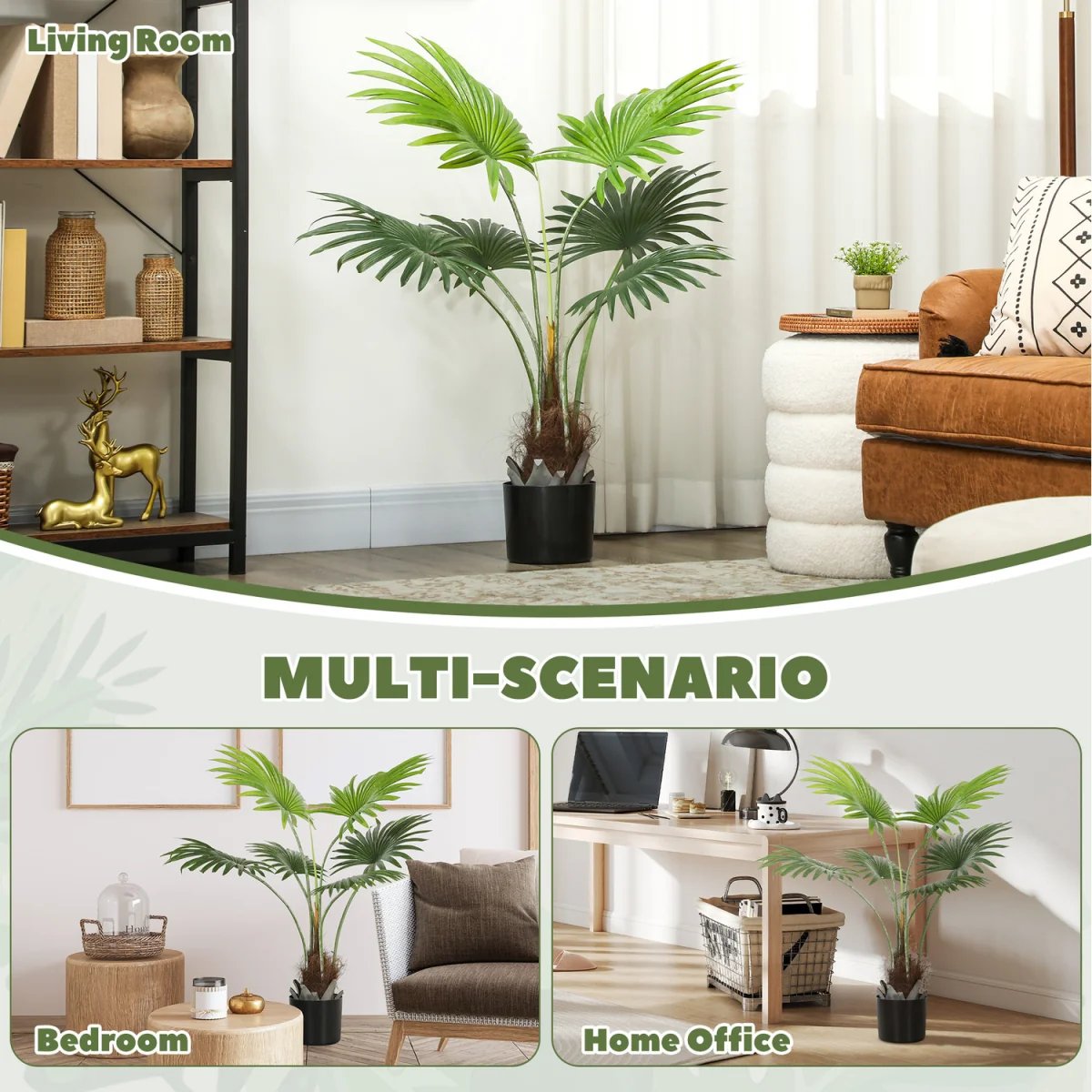 HOMCOM Artificial Plant with PEVA Leaves and Coconut Coir - Green / 94cm – image 6