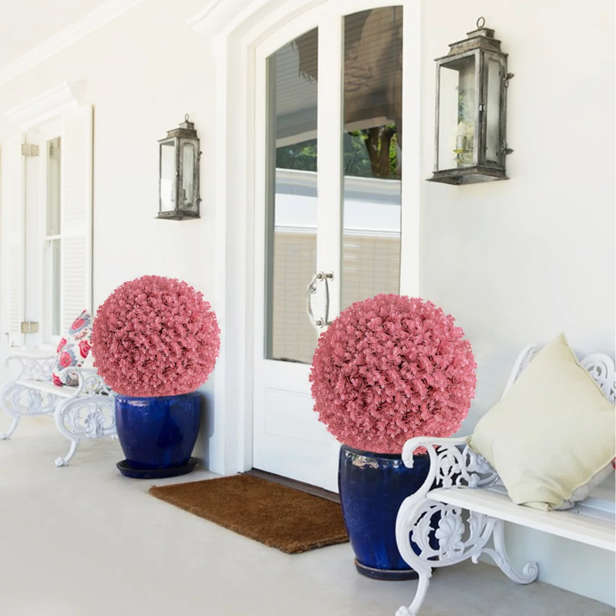 2 Pieces Artificial Plant Topiary Balls - Pink – image 7