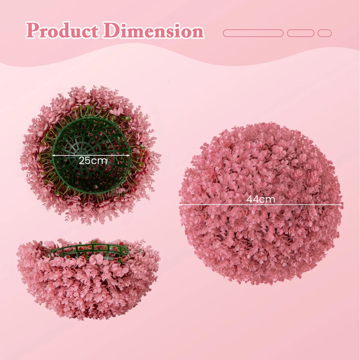 2 Pieces Artificial Plant Topiary Balls - Pink – image 9