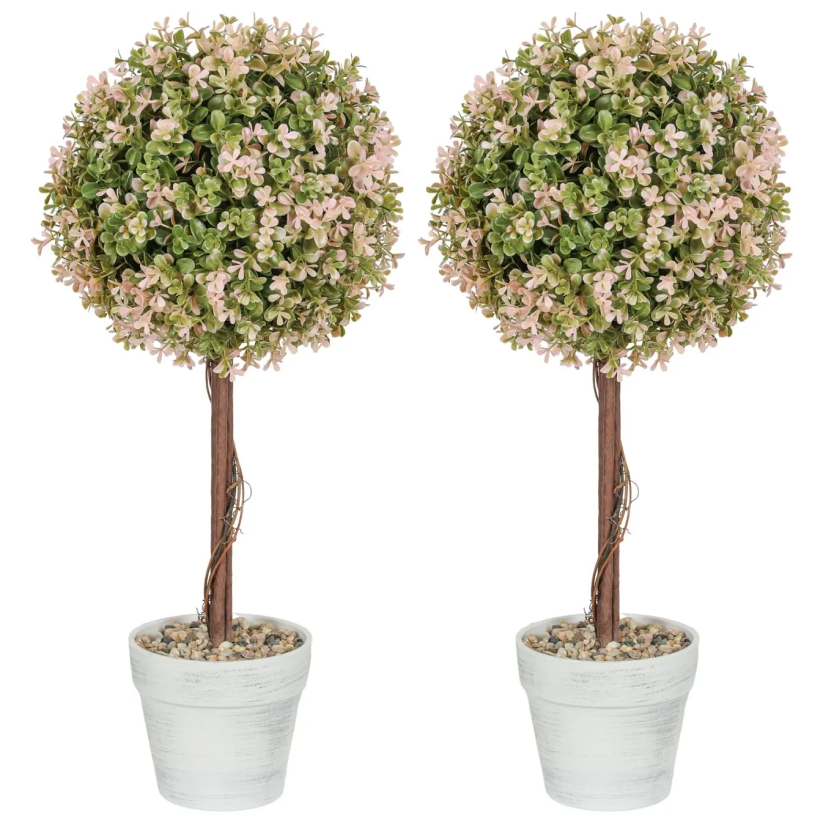 Lovea Set Of 2 Artificial Murraya Flower Plants In Pots H8 60cm Cream White – image 2