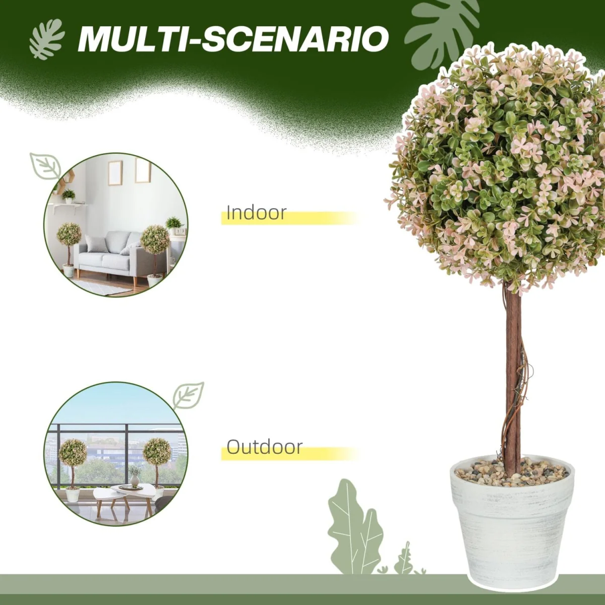 Lovea Set Of 2 Artificial Murraya Flower Plants In Pots H8 60cm Cream White – image 6
