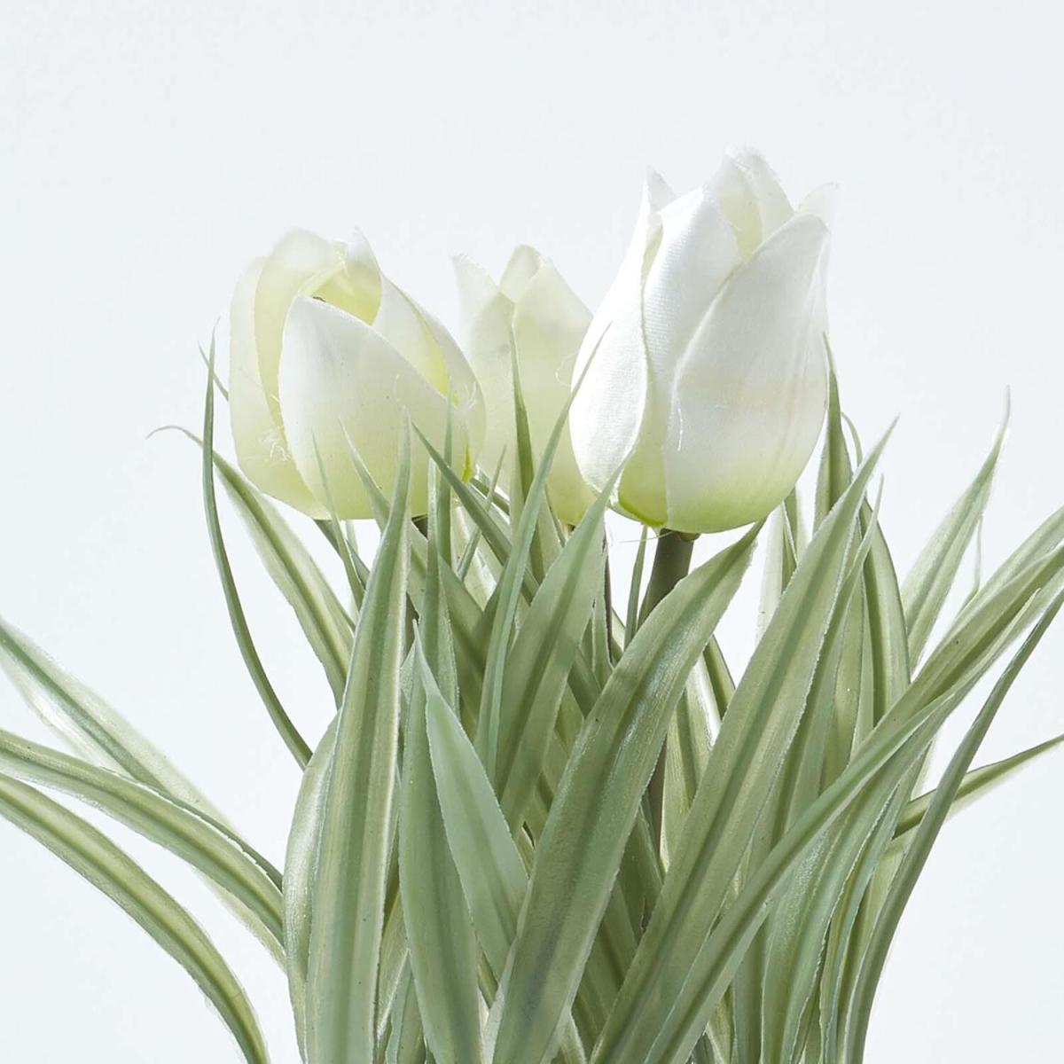 Homescapes White Artificial Tulips in White Decorative Pot, 22 cm Tall - White – image 4