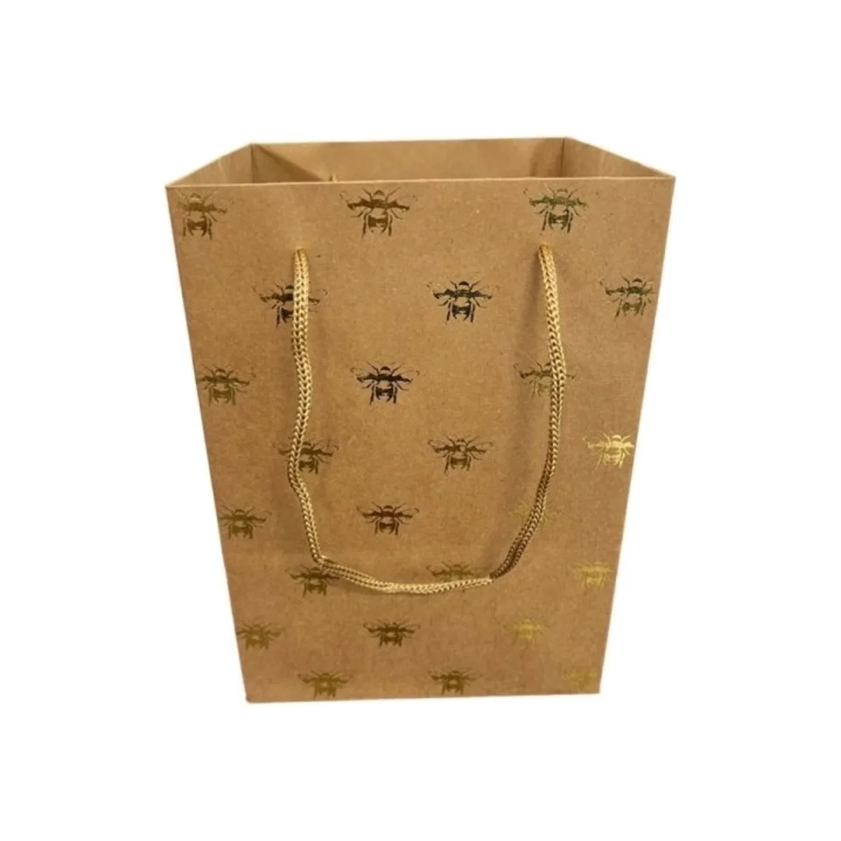 Kraft Flower Bag with Gold Bees 10 Pack - Brown