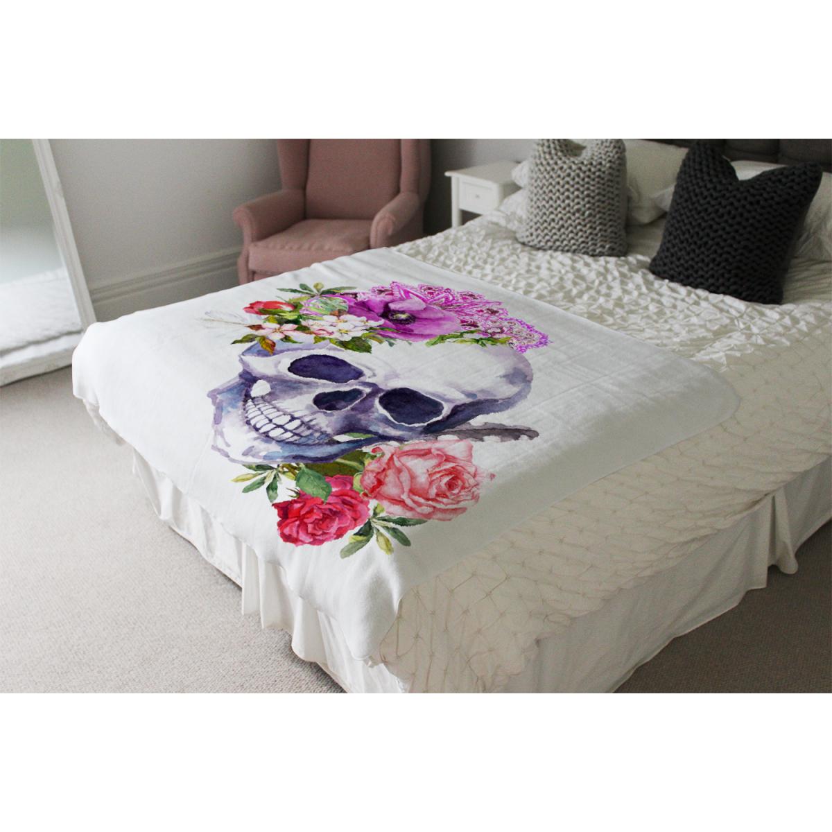 Human Skull With Flowers Blanket - Pink – image 4