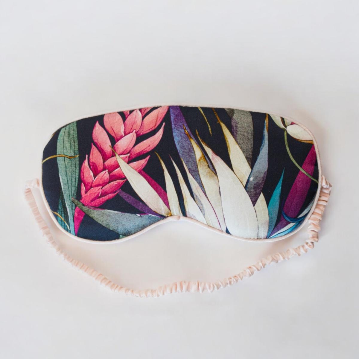 Black / Pink / Purple Flowers Of Evil Silk Eye Mask | One Size | Atelier Noitē – image 2