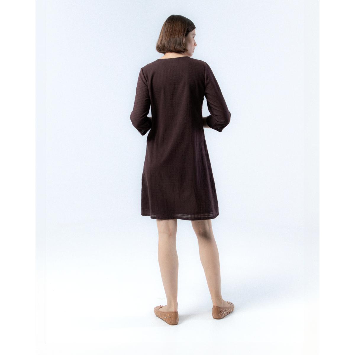Women's Brown Dress With Embroidered Flowers Manuela | Small | Niza – image 6