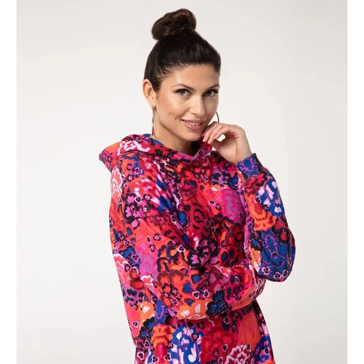 Women's Pink / Purple Purple Flowers Oversize Hoodie Dress | 3Xl | Aloha from Deer – image 4