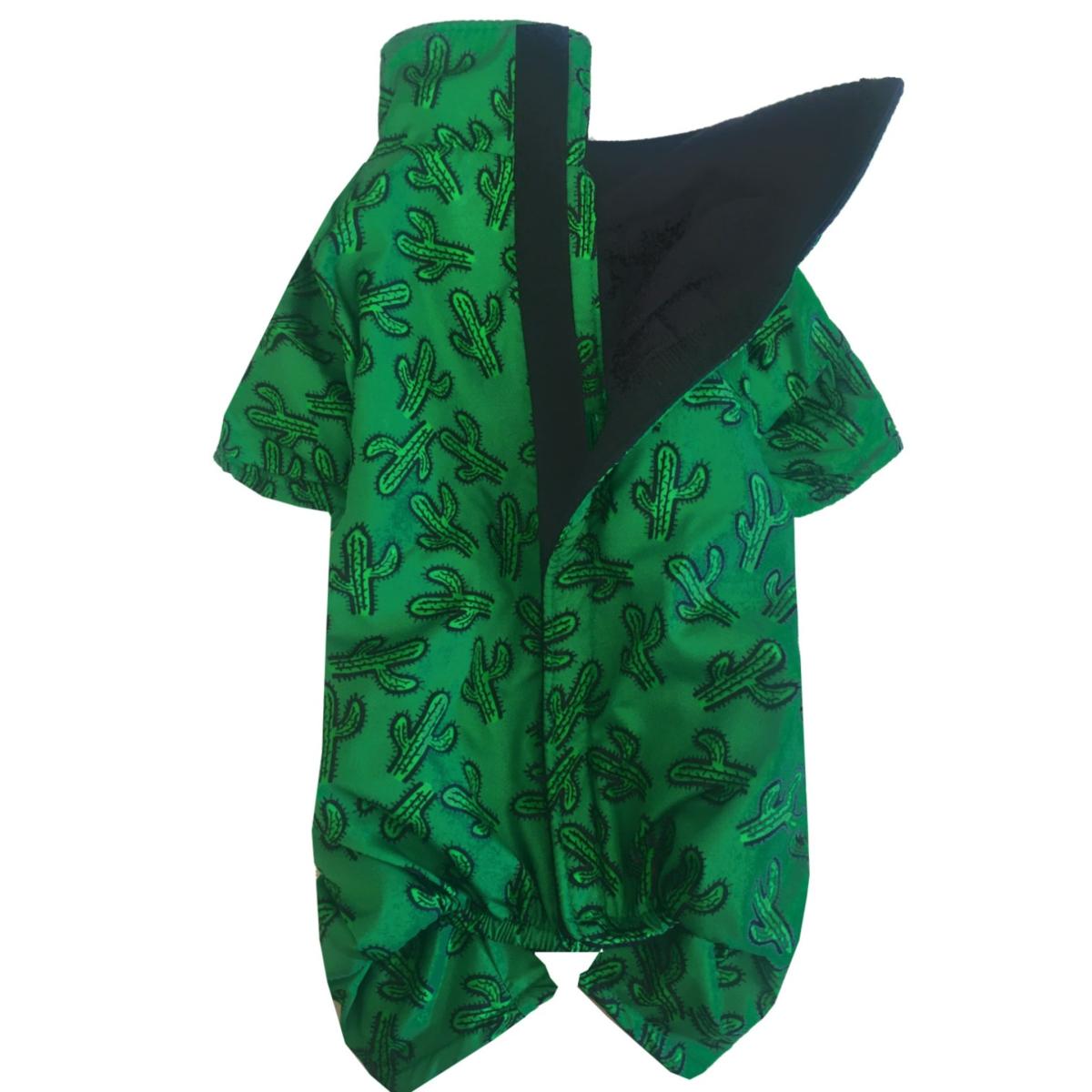 Green Cactus Coverall Dog Raincoat | Medium | Alphadog Design – image 3