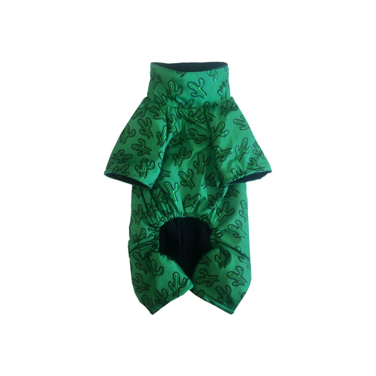 Green Cactus Coverall Dog Raincoat | Medium | Alphadog Design – image 1