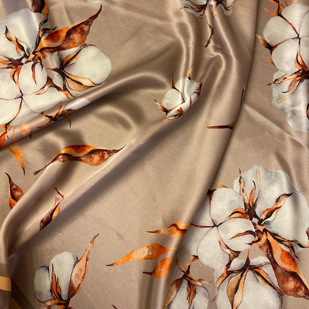 Women's Brown / Neutrals Cotton Flowers Silk Scarf | Ralufineart – image 2