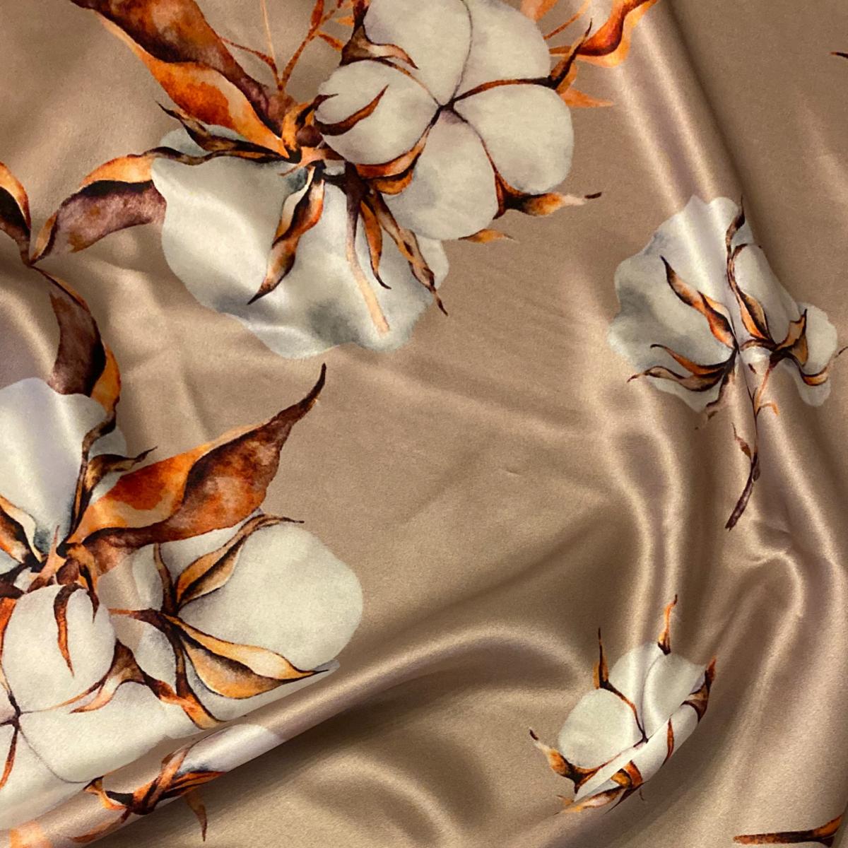 Women's Brown / Neutrals Cotton Flowers Silk Scarf | Ralufineart – image 4