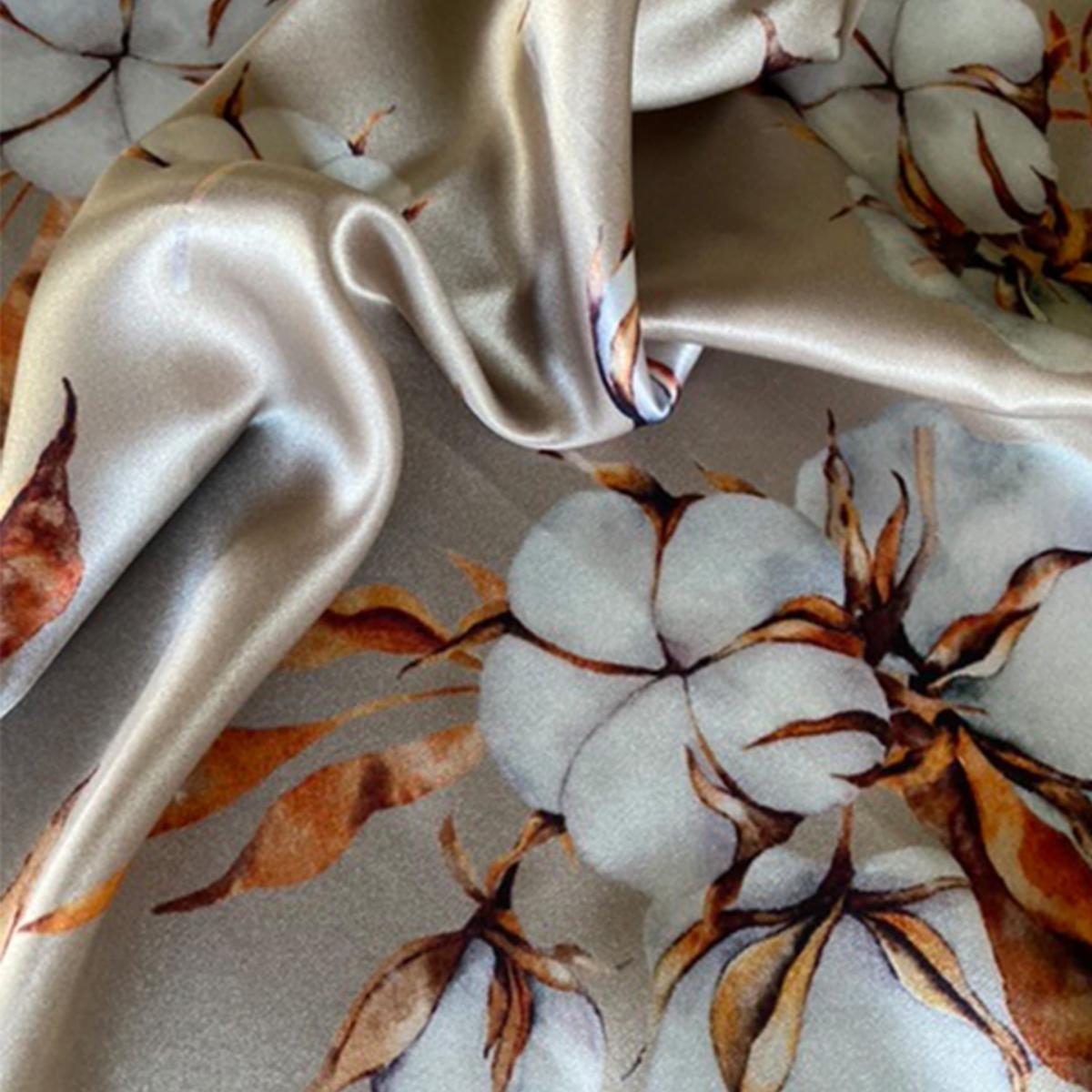 Women's Brown / Neutrals Cotton Flowers Silk Scarf | Ralufineart – image 5