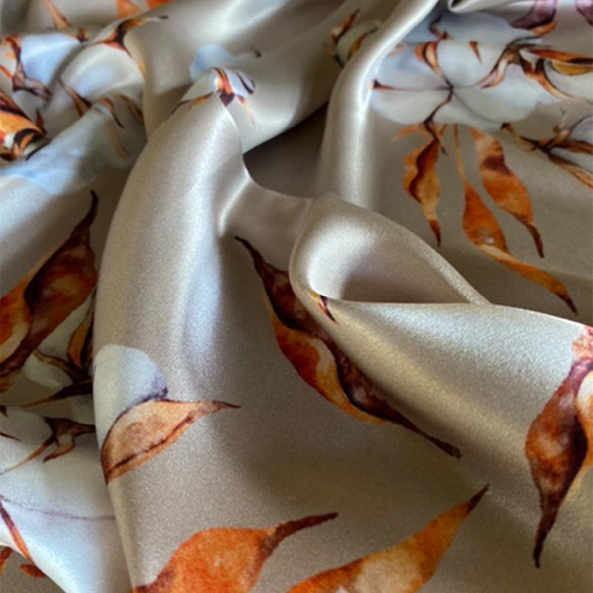 Women's Brown / Neutrals Cotton Flowers Silk Scarf | Ralufineart – image 6