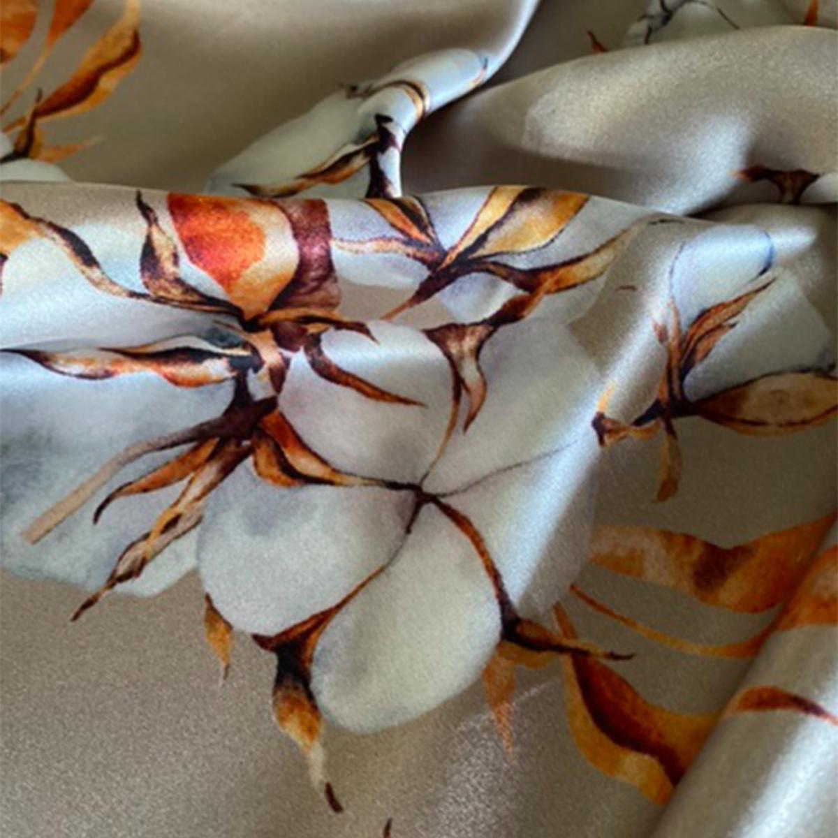 Women's Brown / Neutrals Cotton Flowers Silk Scarf | Ralufineart – image 7
