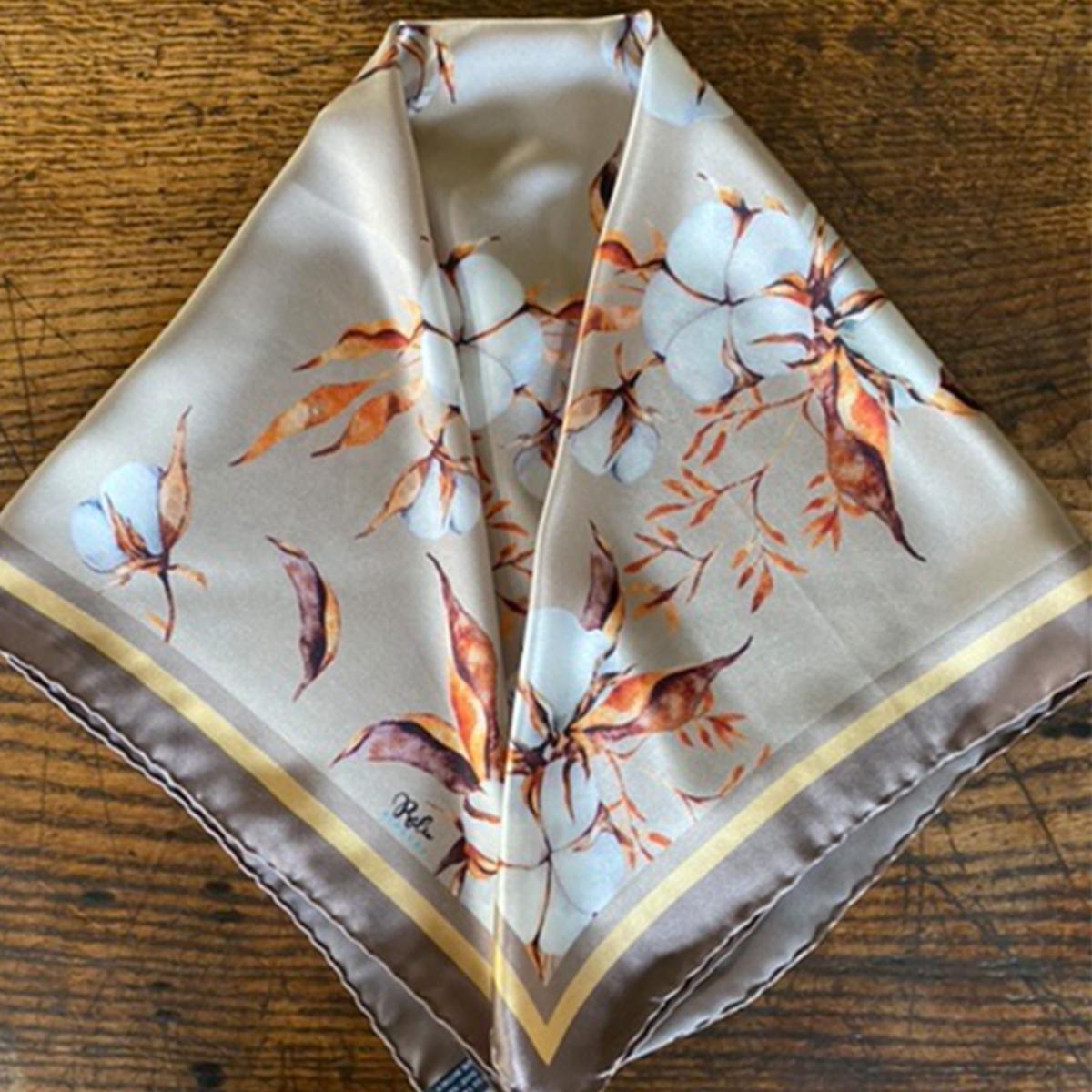 Women's Brown / Neutrals Cotton Flowers Silk Scarf | Ralufineart – image 8