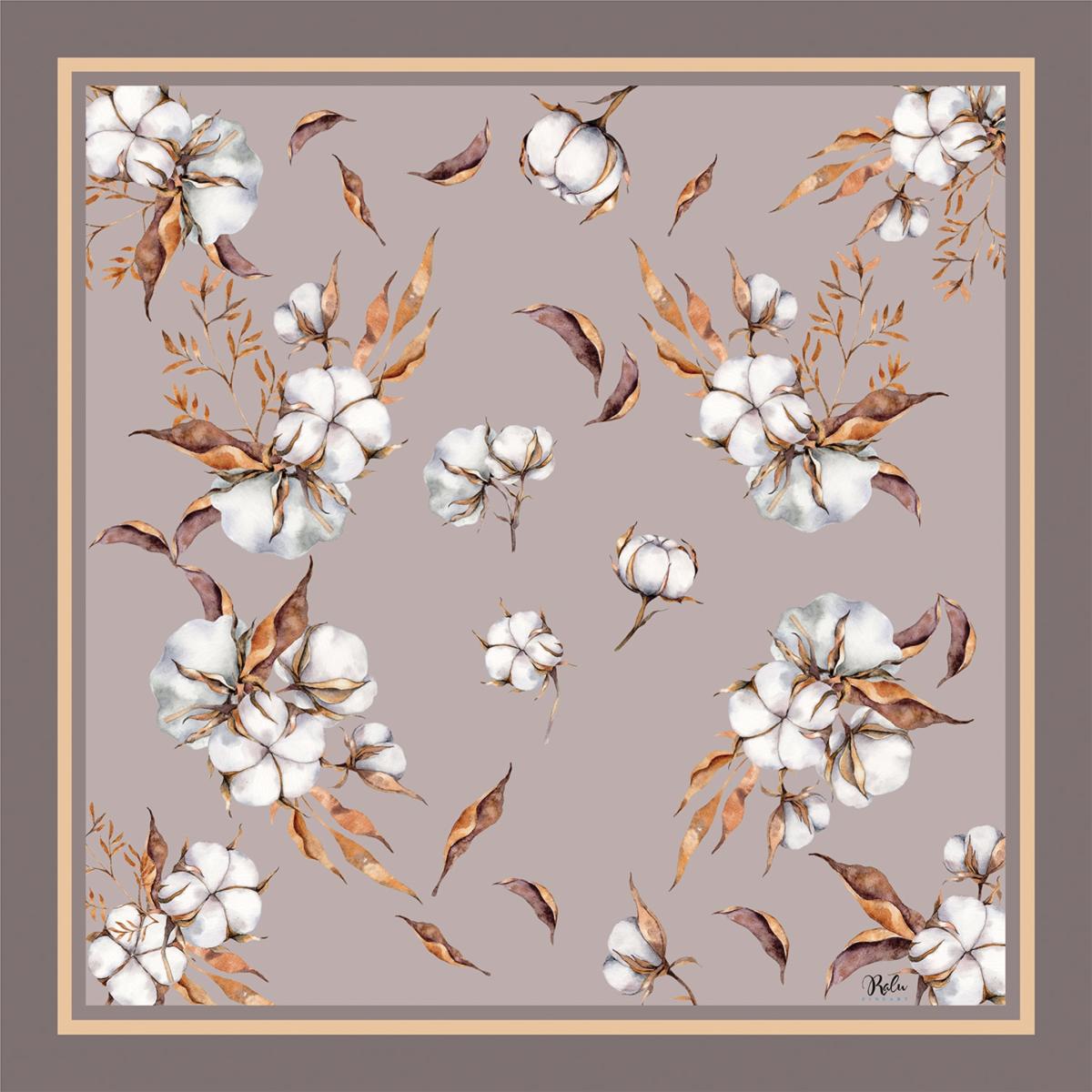 Women's Brown / Neutrals Cotton Flowers Silk Scarf | Ralufineart – image 1