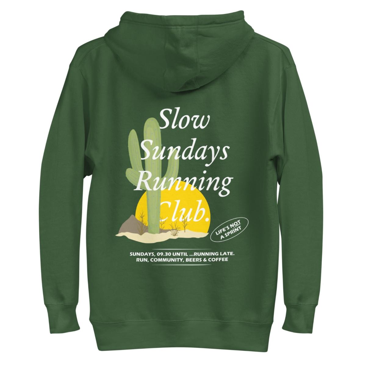 Forest Green Cactus Slow Sundays Running Club Cotton Blend Hoodie - Women | XXL | Anchor & Crew – image 2